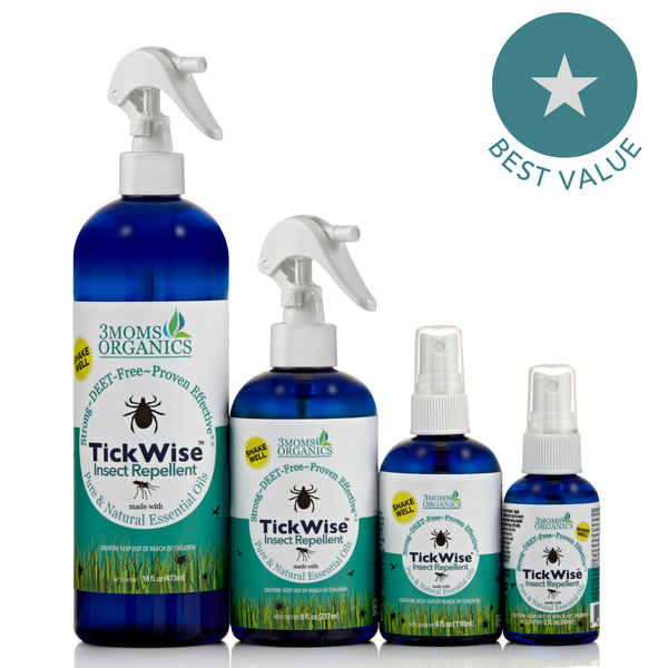 Mosquito & Tick Repellent Spray Bundle, All-Natural Ingredients, Lemon Vanilla Scent (16oz,8oz,4oz,2oz)