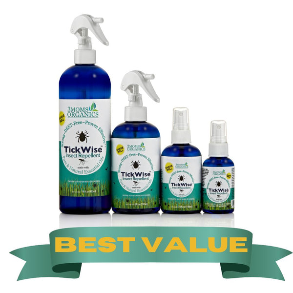 Mosquito & Tick Repellent Spray Bundle, All-Natural Ingredients, Lemon Vanilla Scent (16oz,8oz,4oz,2oz)