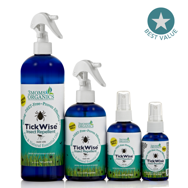 Mosquito & Tick Repellent Spray Bundle, All-Natural Ingredients, Lemon Vanilla Scent (16oz,8oz,4oz,2oz)