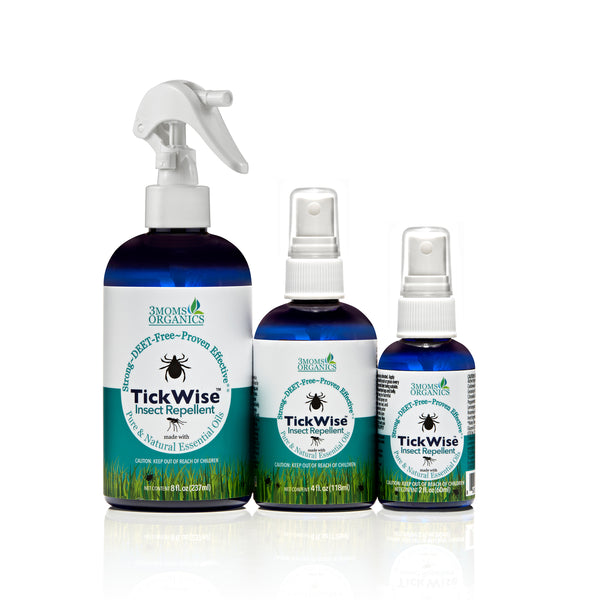 Mosquito & Tick Repellent Spray Bundle, All-Natural Ingredients, Lemon Vanilla Scent (8oz,4oz,2oz)